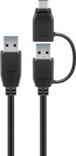 USB 3.0 Kabel mit 1 USB A auf USB-C-Adapter 1,0 Meter schwarz